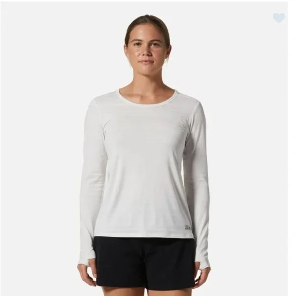 Mountain Hardwear Women's Large Mighty Stripe Long Sleeve Top Cream NWT T-Shirt - Picture 7 of 9